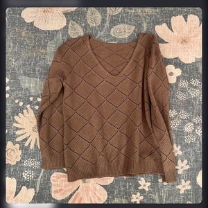 SHEIN Brown V-Neck Women's Sweater